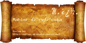 Mahler Árvácska névjegykártya
